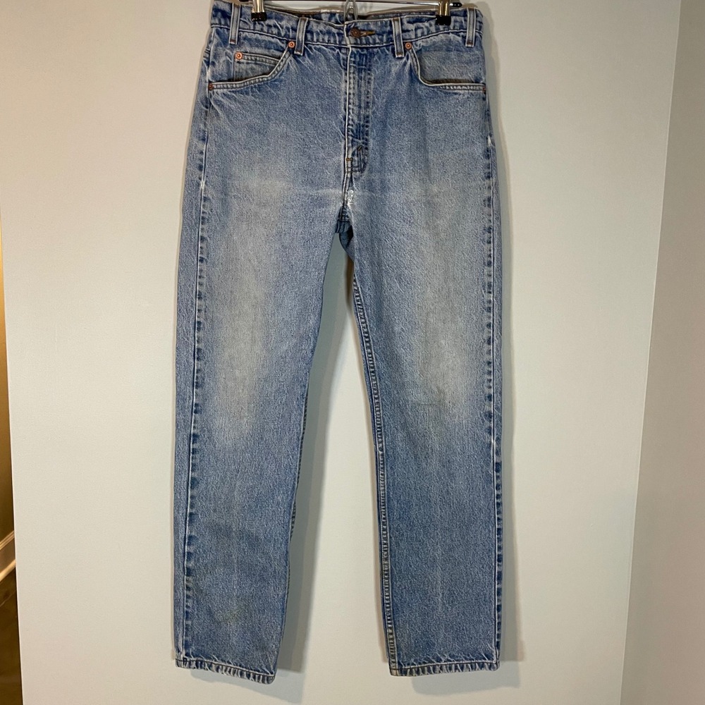 VTG Levis 505 Orange Tab Jeans Mens 34x32 Light Wash Straight Leg  Thrashed